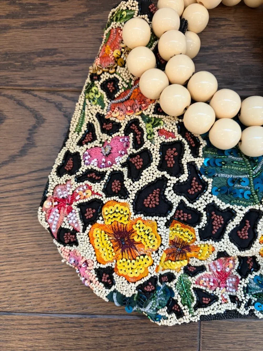 Wood Bead Top Handle Purse by Anthropologie - NWOT - SAMPLE BAG